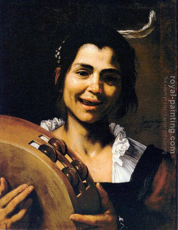 Jusepe De Ribera : Girl with a Tambourine (Allegory of Hearing)